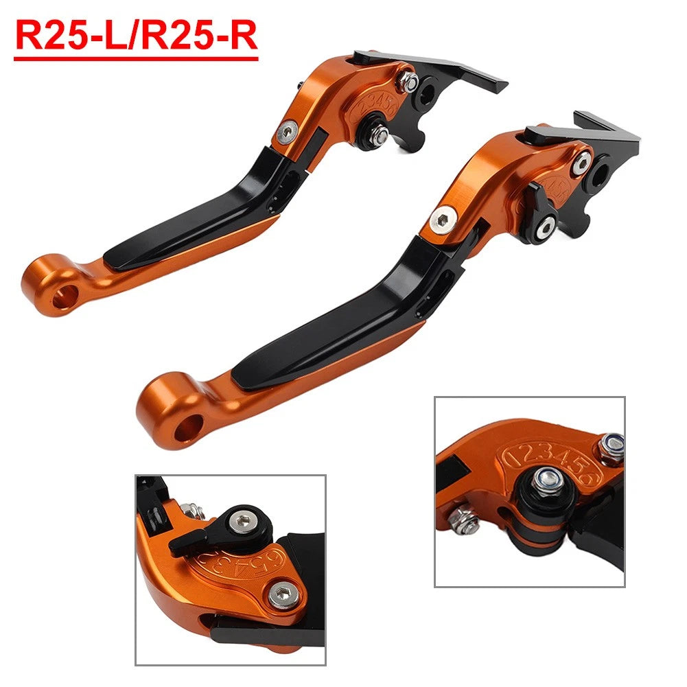 Folding Extendable Brake Clutch Levers for Yamaha YZF R3 R25 MT-03 (2015–2023) ORANGE