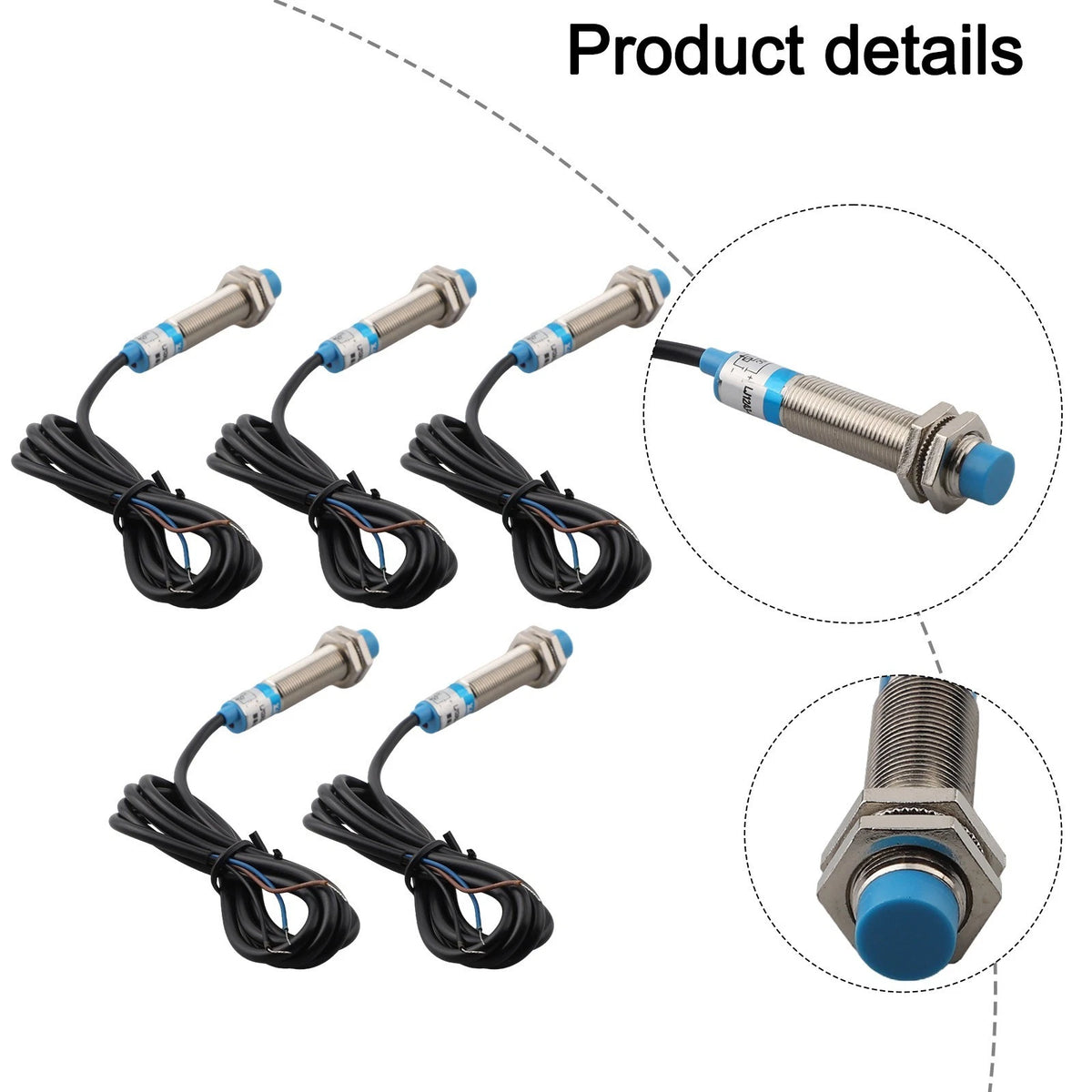 5Pcs Inductive Proximity Sensor Switch 12mm Brass for CNC Machines