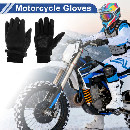 Men’s Full Finger Cycling Gloves Heavy Duty Double Fleece for Mountain Bikes (Black)