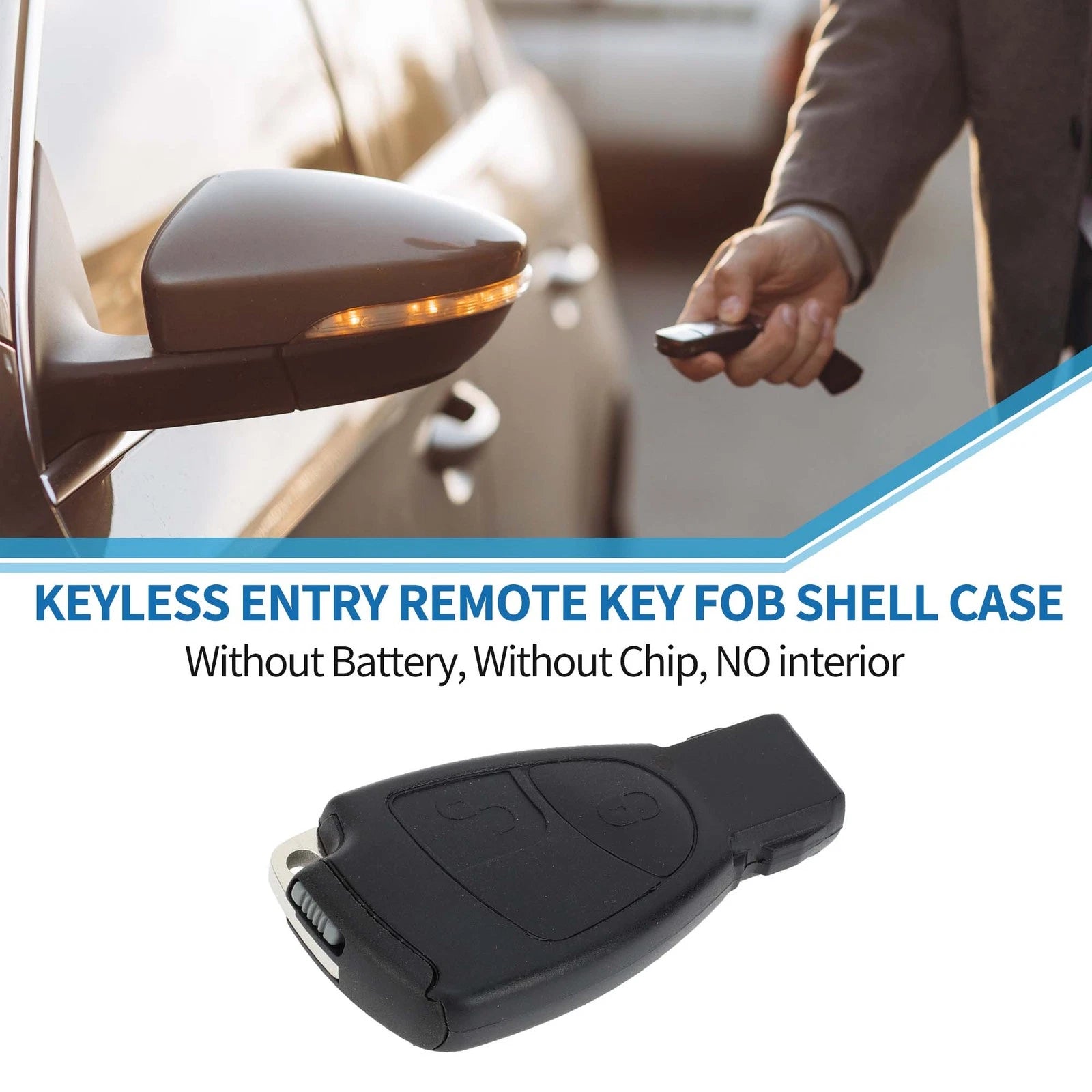 Keyless Entry Remote Key Shell Case 2 Button for Mercedes-Benz C Class (2001–2007)
