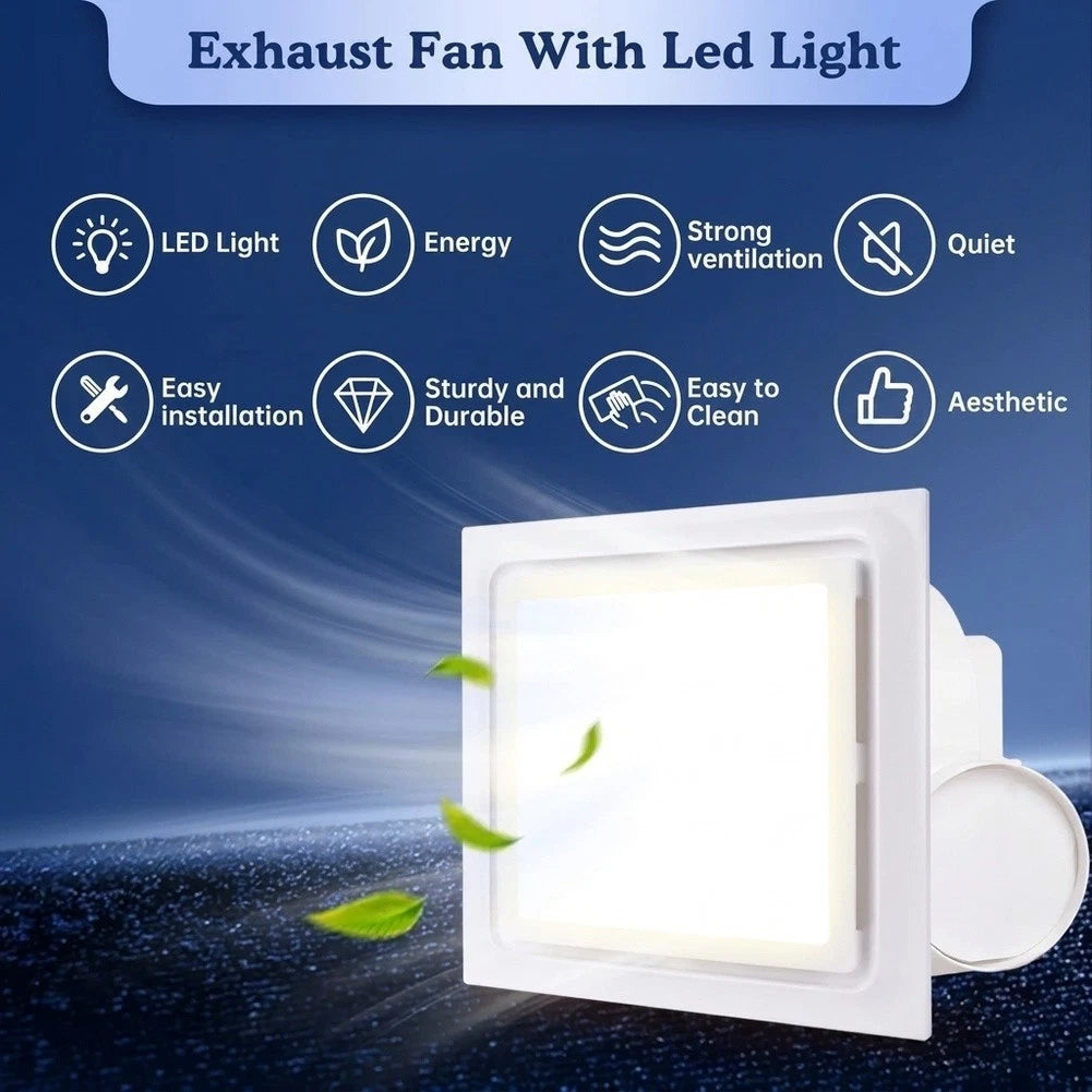 Exhaust Fan Compatible Gypsum Board with Large Blades and Check Valve