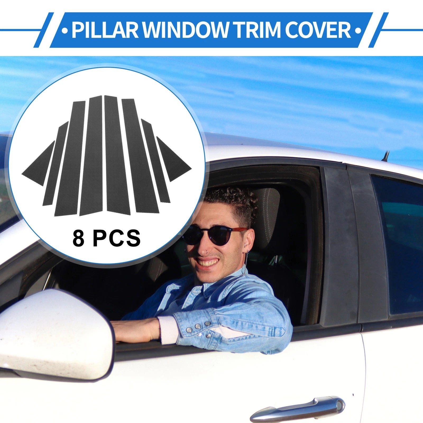 8 Pcs Door Pillar Window Trim Replacement for Hyundai Elantra (2011–2020)