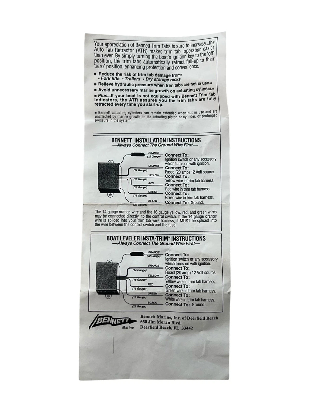 ATR Auto Tab Retractor for Bennett Marine AR512 (12V)