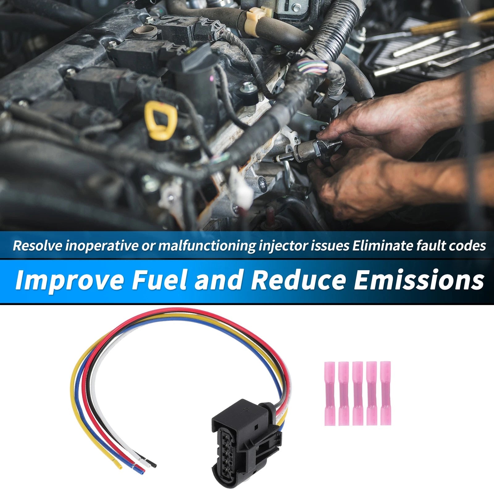 5 Wire Fuel Injector Wiring Harness Replacement for Dodge Challenger (2015–2023)