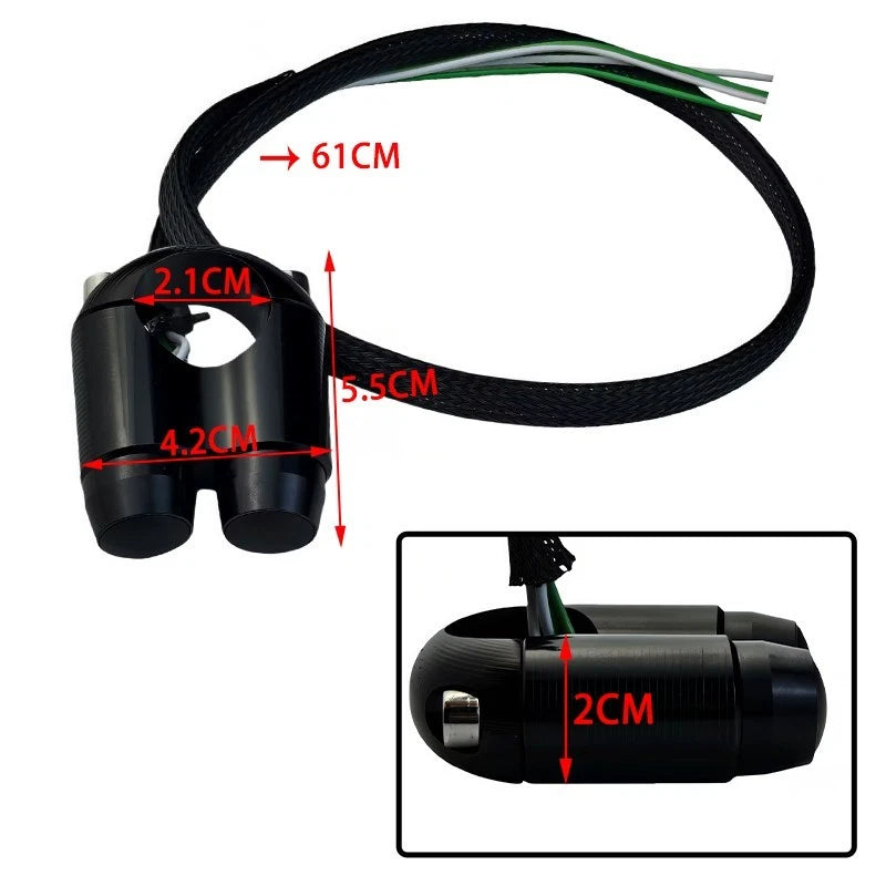 Two-Function Handlebar Switch for Motorcycles (Aluminum Alloy Body)