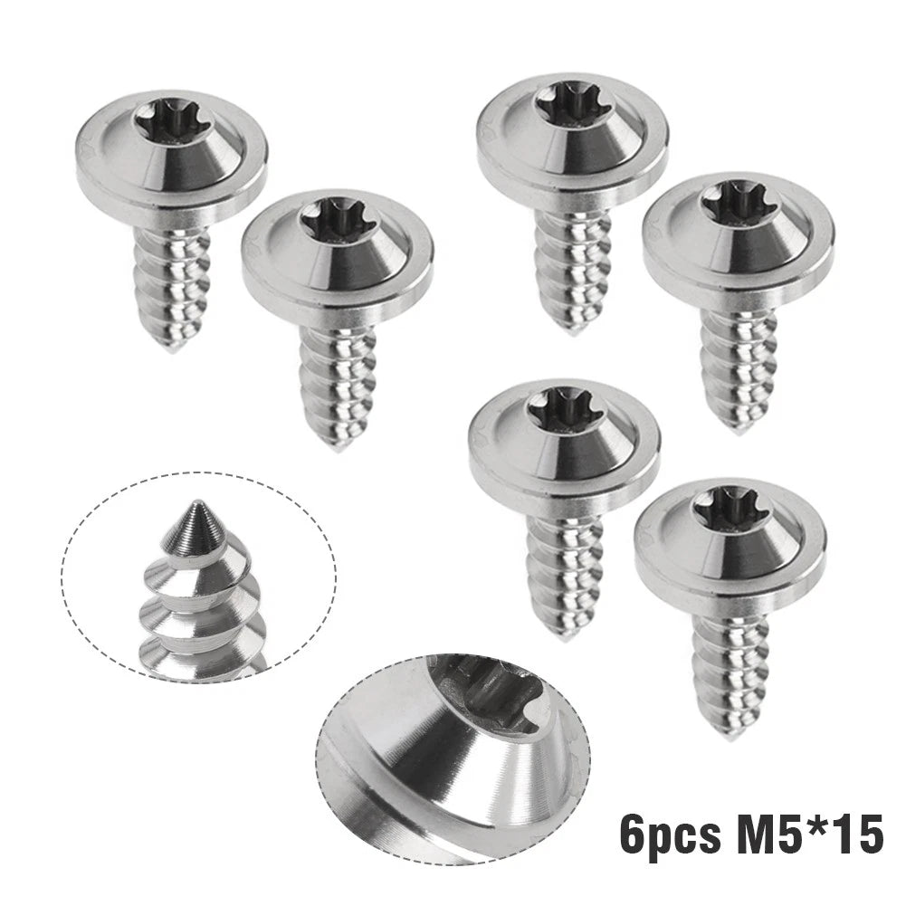 Set of 6 Titanium M5x15mm Torx Head Self Tapping Screws Fasteners