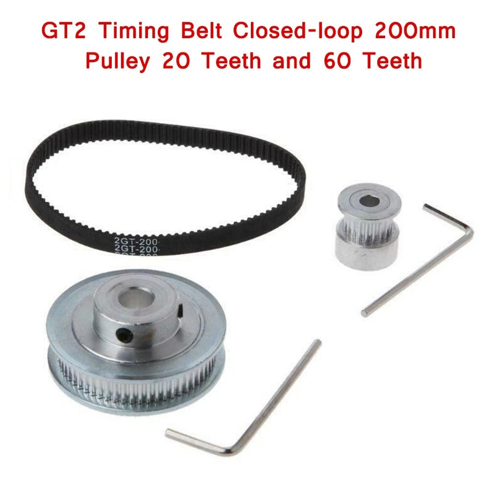 GT2 Timing Belt Closed-Loop Pulley Set for 3D Printer (200mm, 20T, 60T)