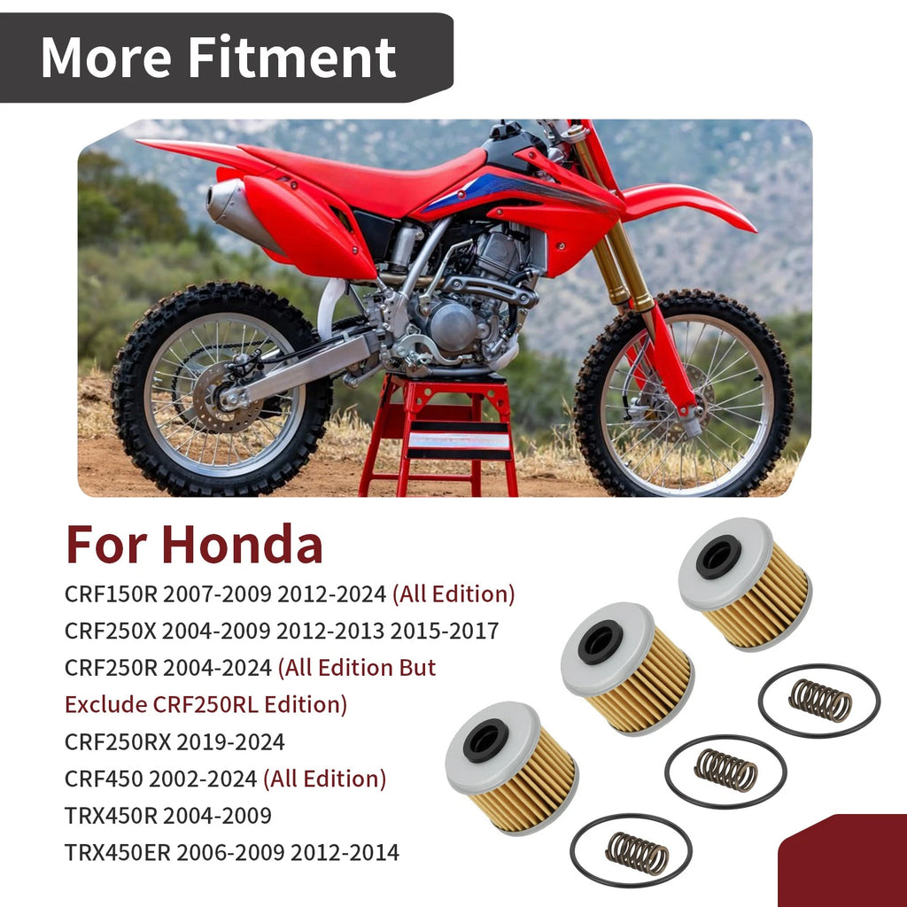 3X Oil Filter with O-Ring for Honda CRF250X CRF150R CRF250R CRF250RX CRF450 (2004–2023)