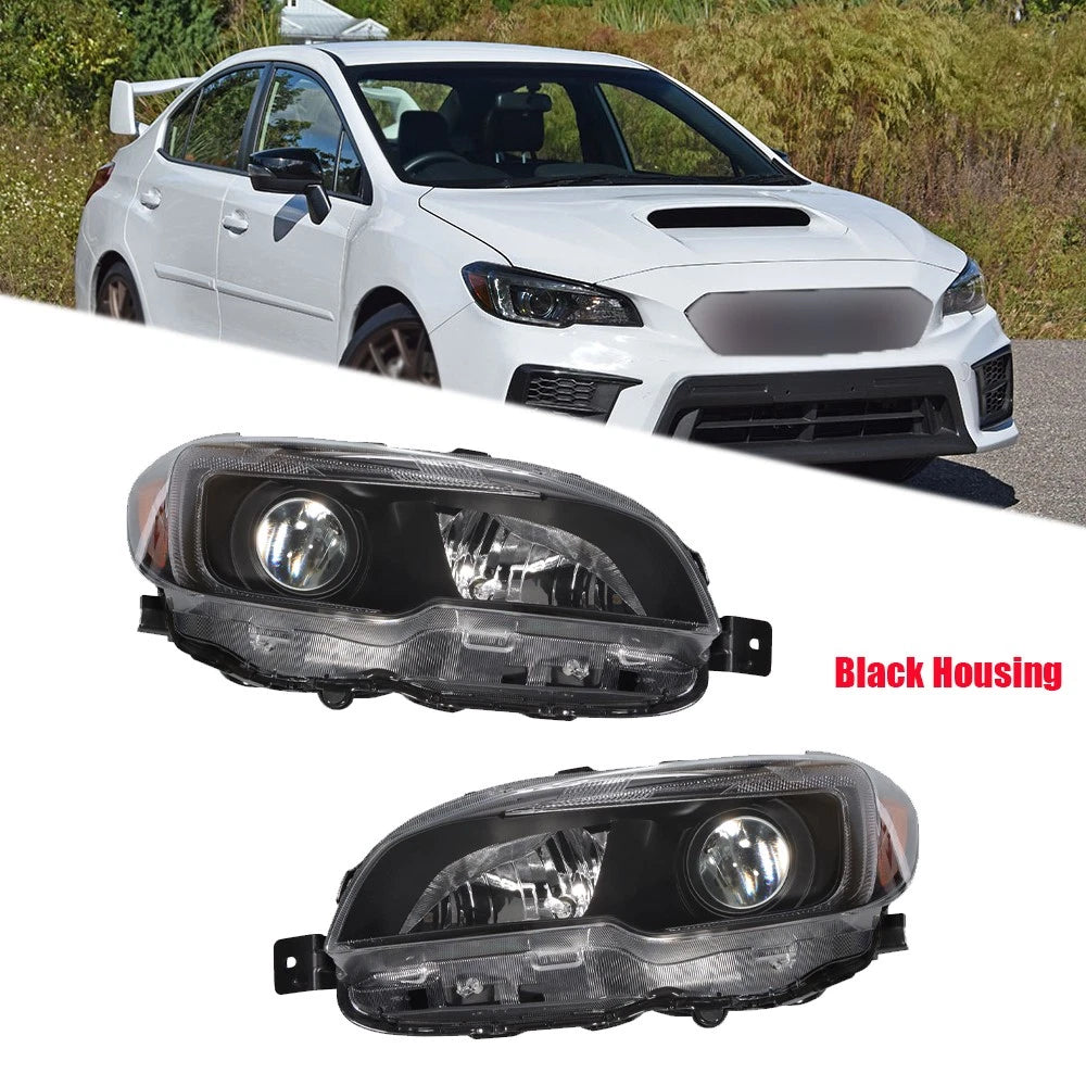 Headlight Assembly Set for Subaru WRX (2015–2021) Left+Right Halogen Black