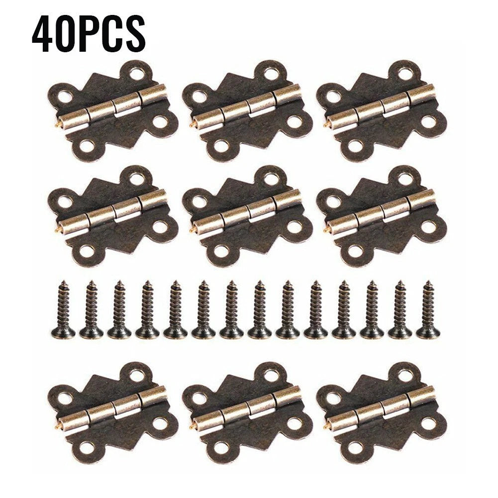 Set of 40 Antique Bronze Butterfly Hinges 20x25mm