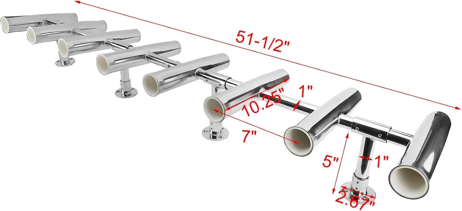 8 Tube Stainless Steel Fishing Rod Holders for Marine Boat Yacht