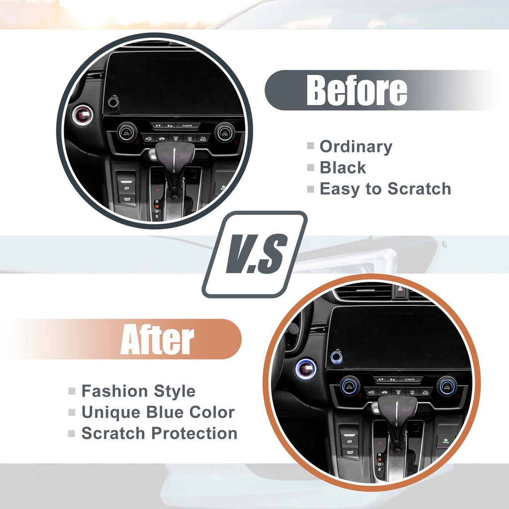 AC Knob Covers Set 4PCS Volume Start Stop Ring for Honda CRV (2017–2021)