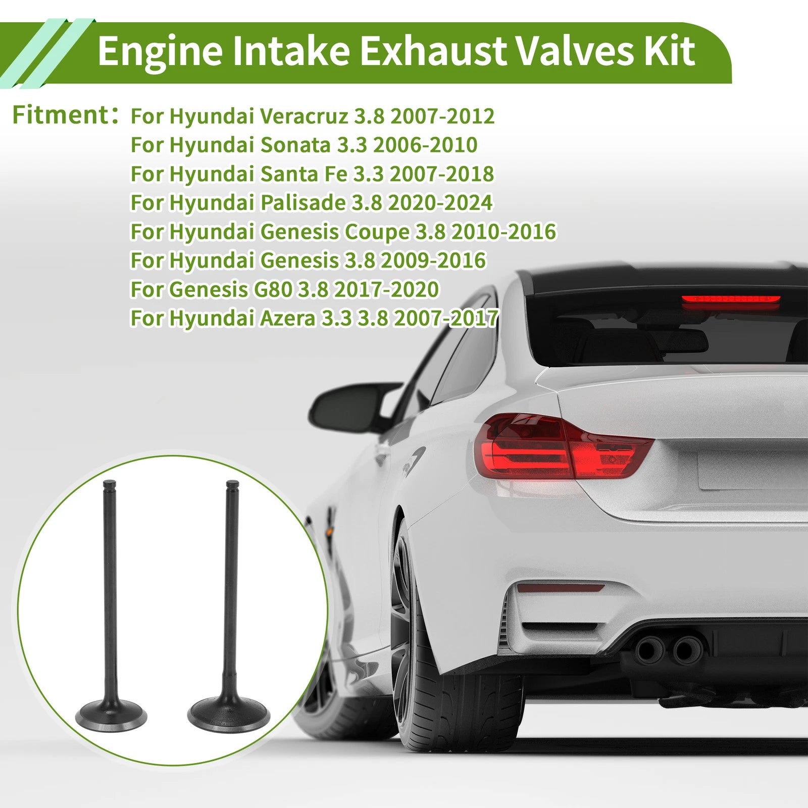 Engine Intake and Exhaust Valves Kit Replacement for Hyundai Veracruz 3.8 (2007–2012)