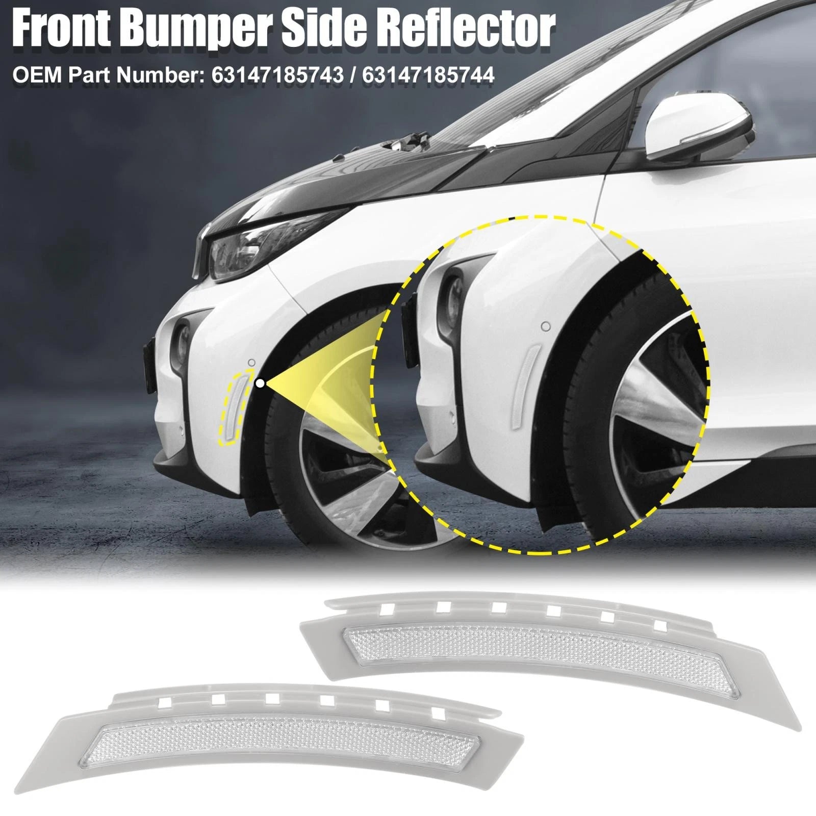 Front Bumper Reflector Replacement for BMW 5 Series LCI White (2013–2017)