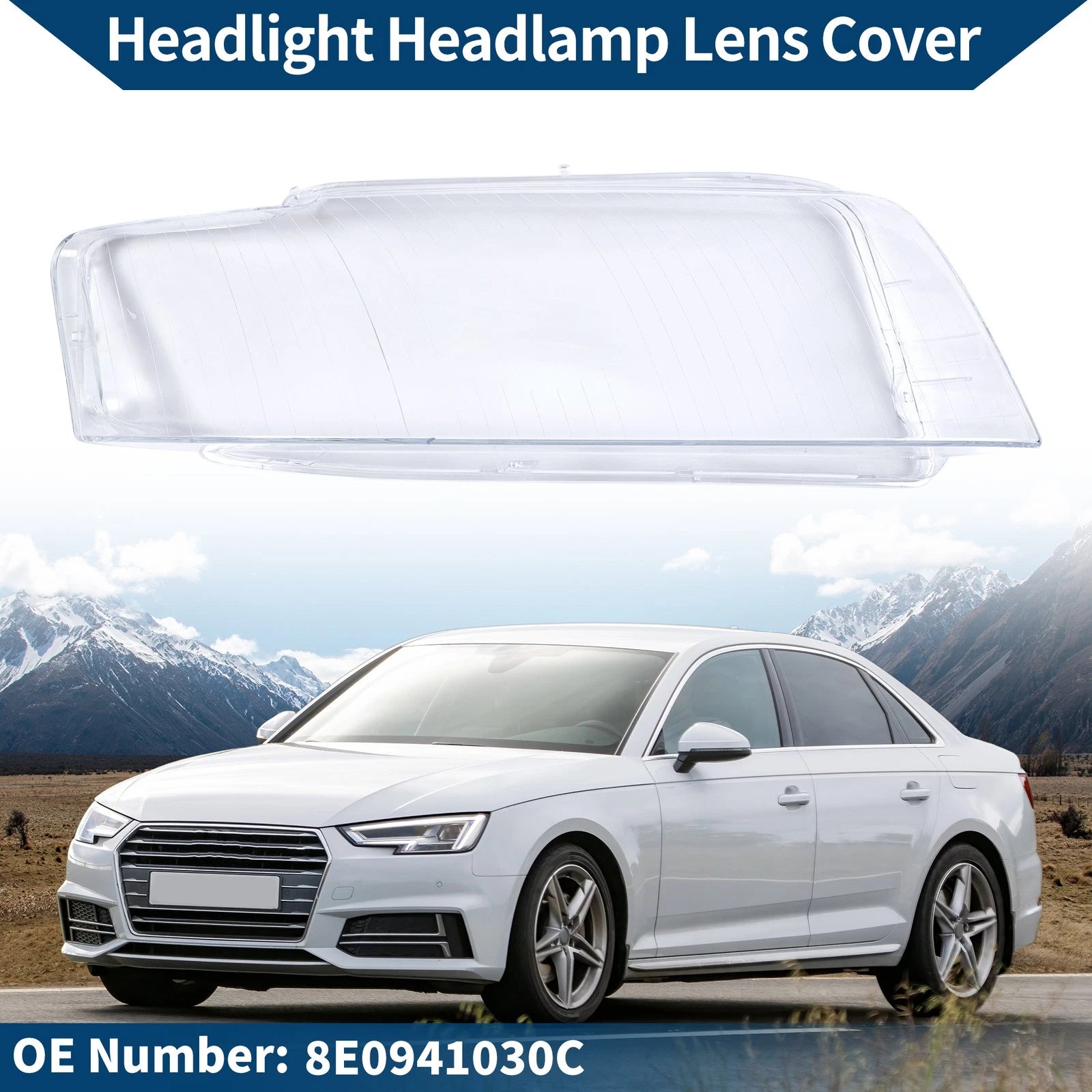 Front Right Headlight Lens Cover Replacement for Audi A4 B6 (2002–2005)