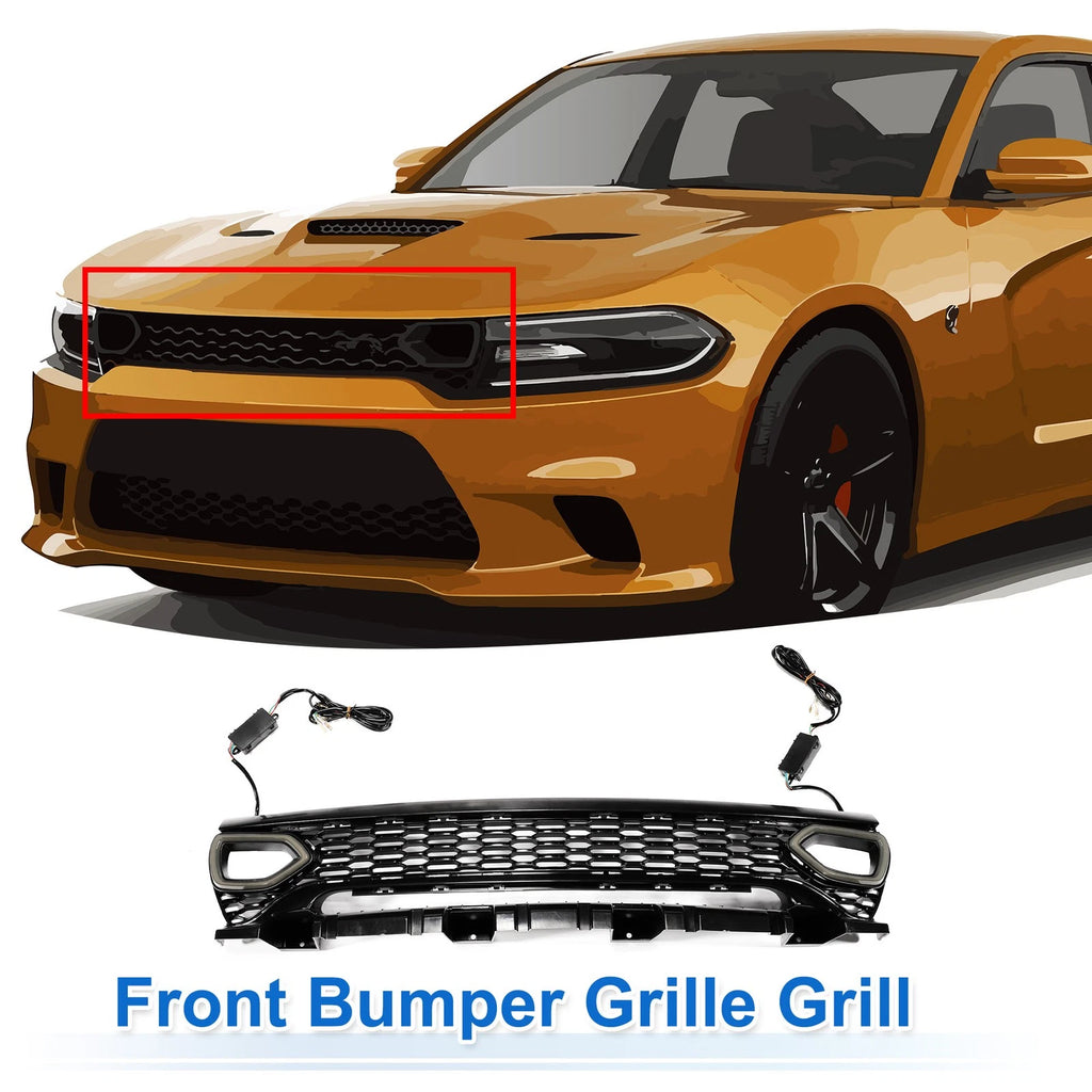 Front Upper Hood Bumper Grille for Dodge Charger (2015–2023) Black