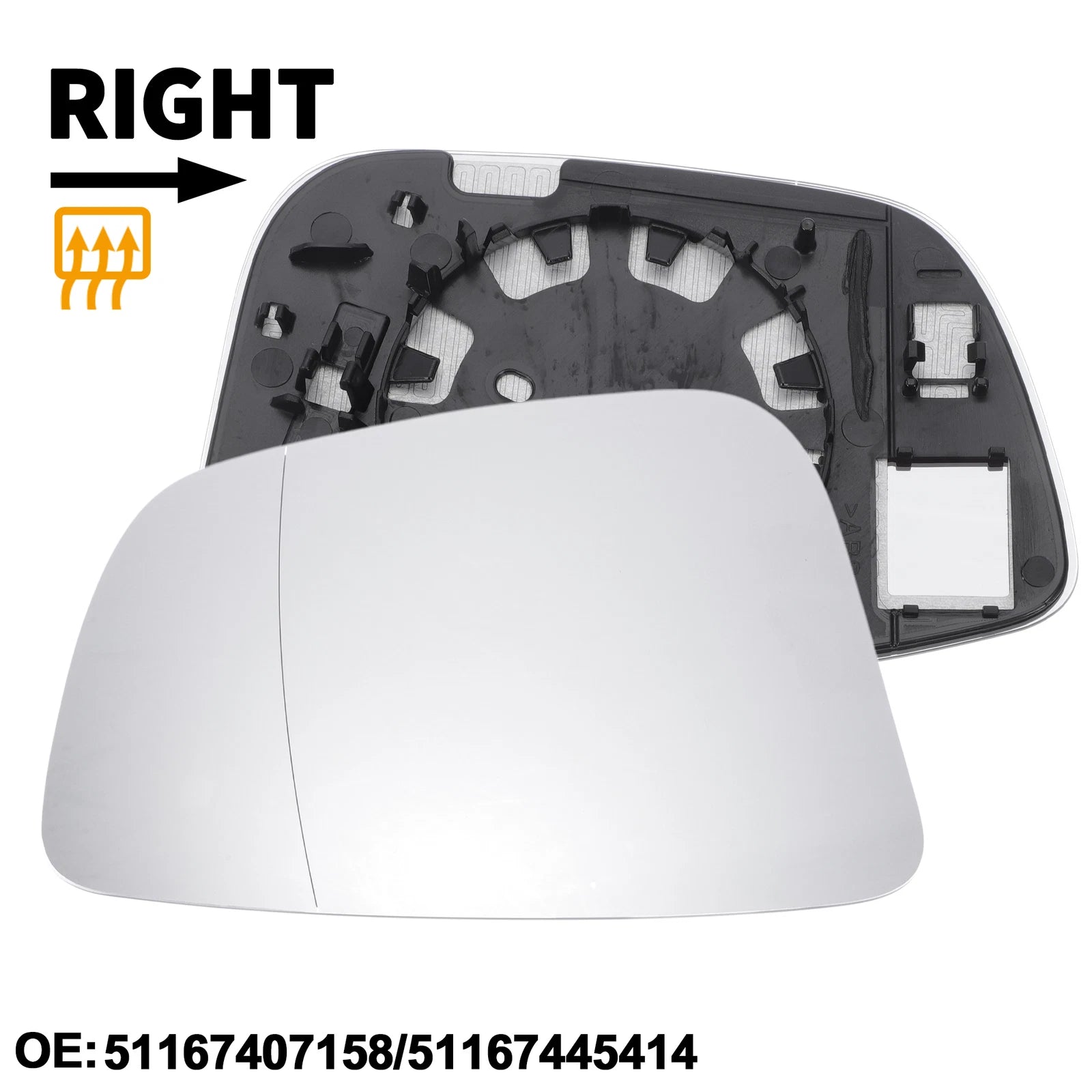 Heated Right Mirror Glass Replacement for BMW 5 6 7 Series (2016–2019)