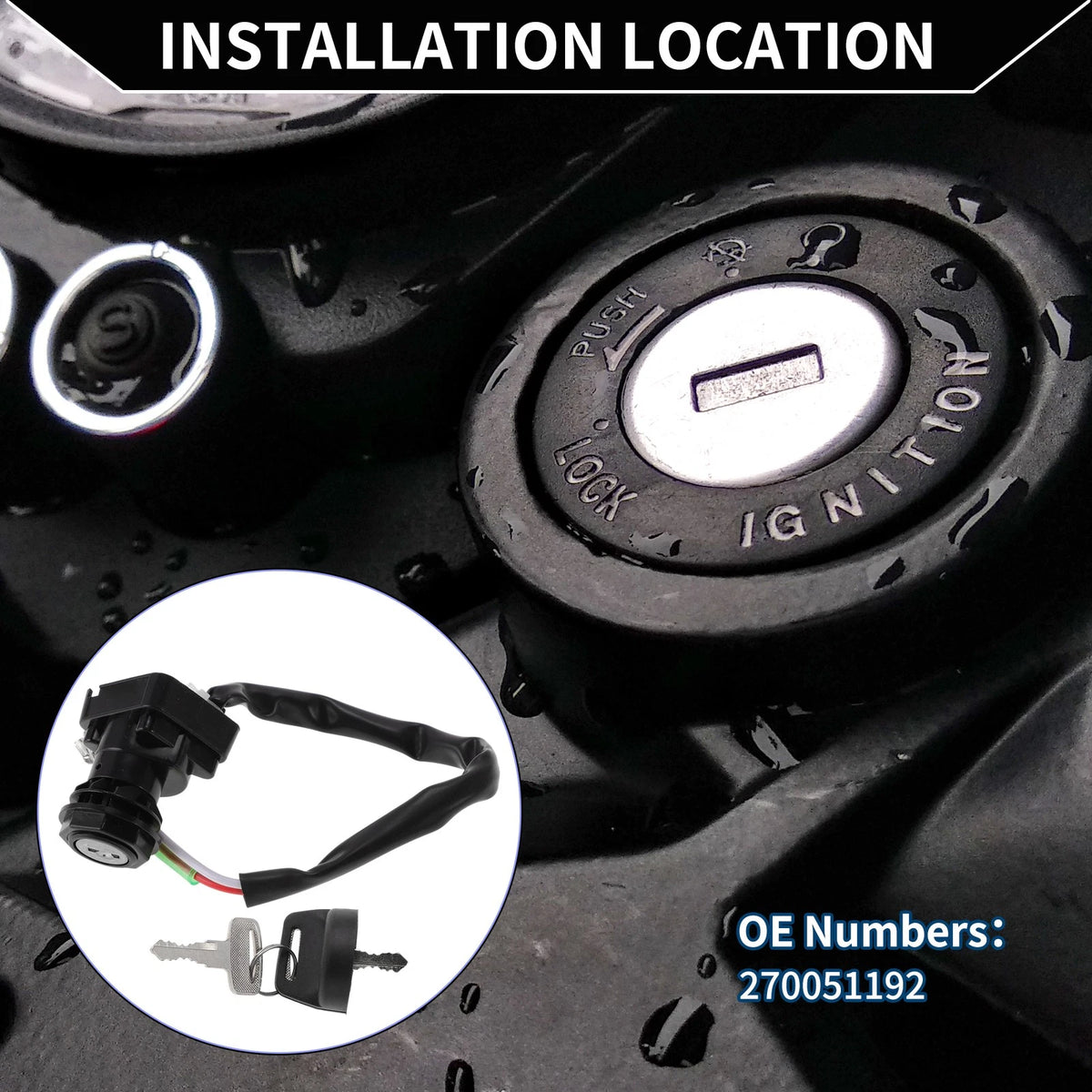 Ignition Key Switch No. 270051192 for Kawasaki Bayou 220 KLF220 (1996–2002)