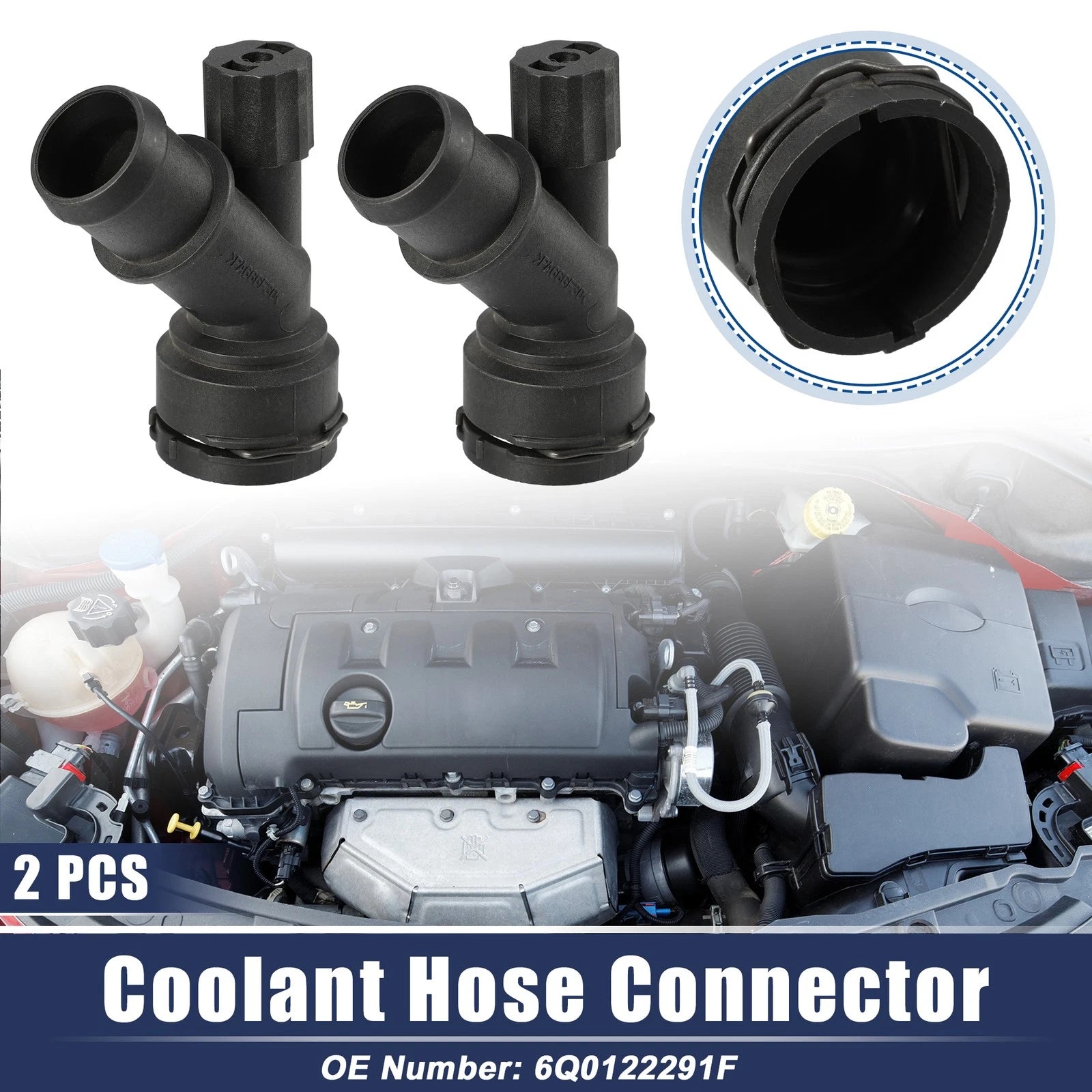 2 Pcs Coolant Hose Flange Replacement for VW Golf GTI (1999–2006)