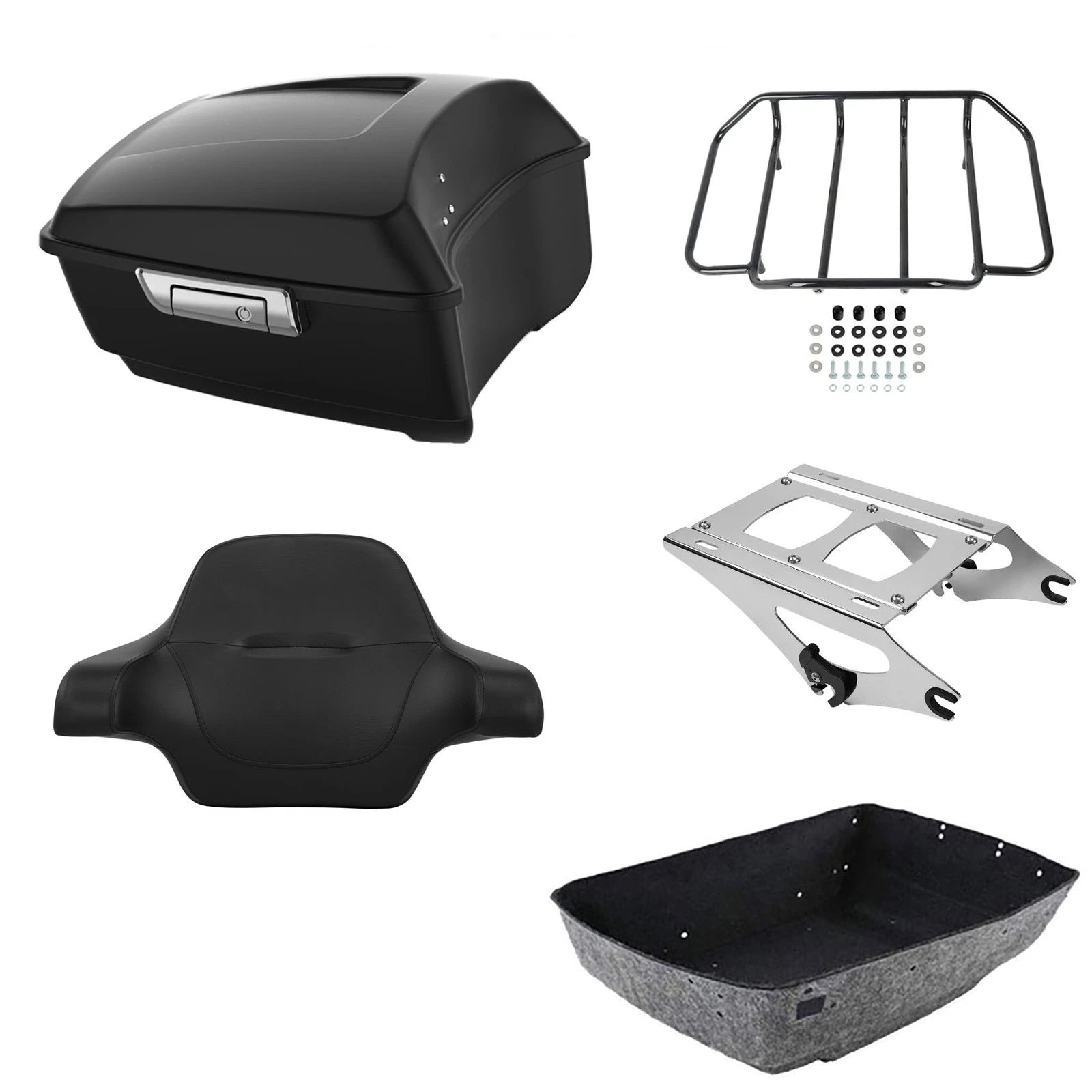 Matte Black Trunk Luggage Backrest Mount Rack for Harley Touring (2014–2026)