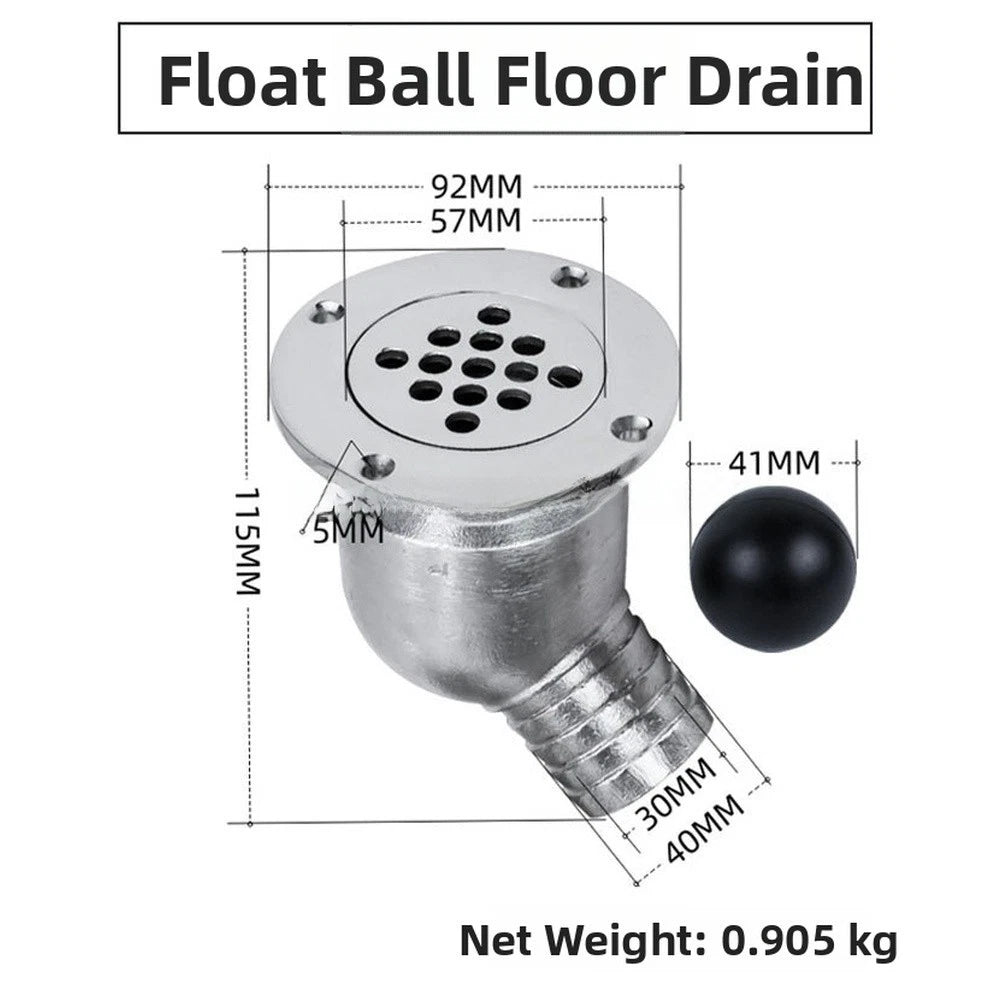 Yacht Drain Fitting for Boat Deck Drainage (Floating Ball Design)