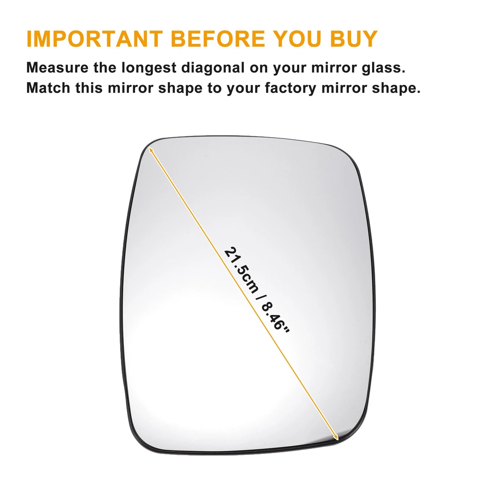 Right Side Mirror Glass w Backing Plate for Mercedes Vito Viano (2014–2019)