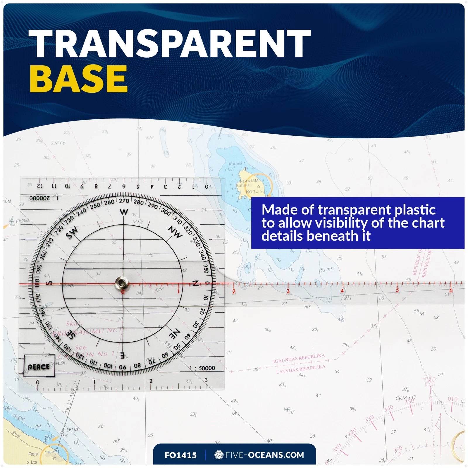 Chart Protractor for Five Oceans Navigation FO1415