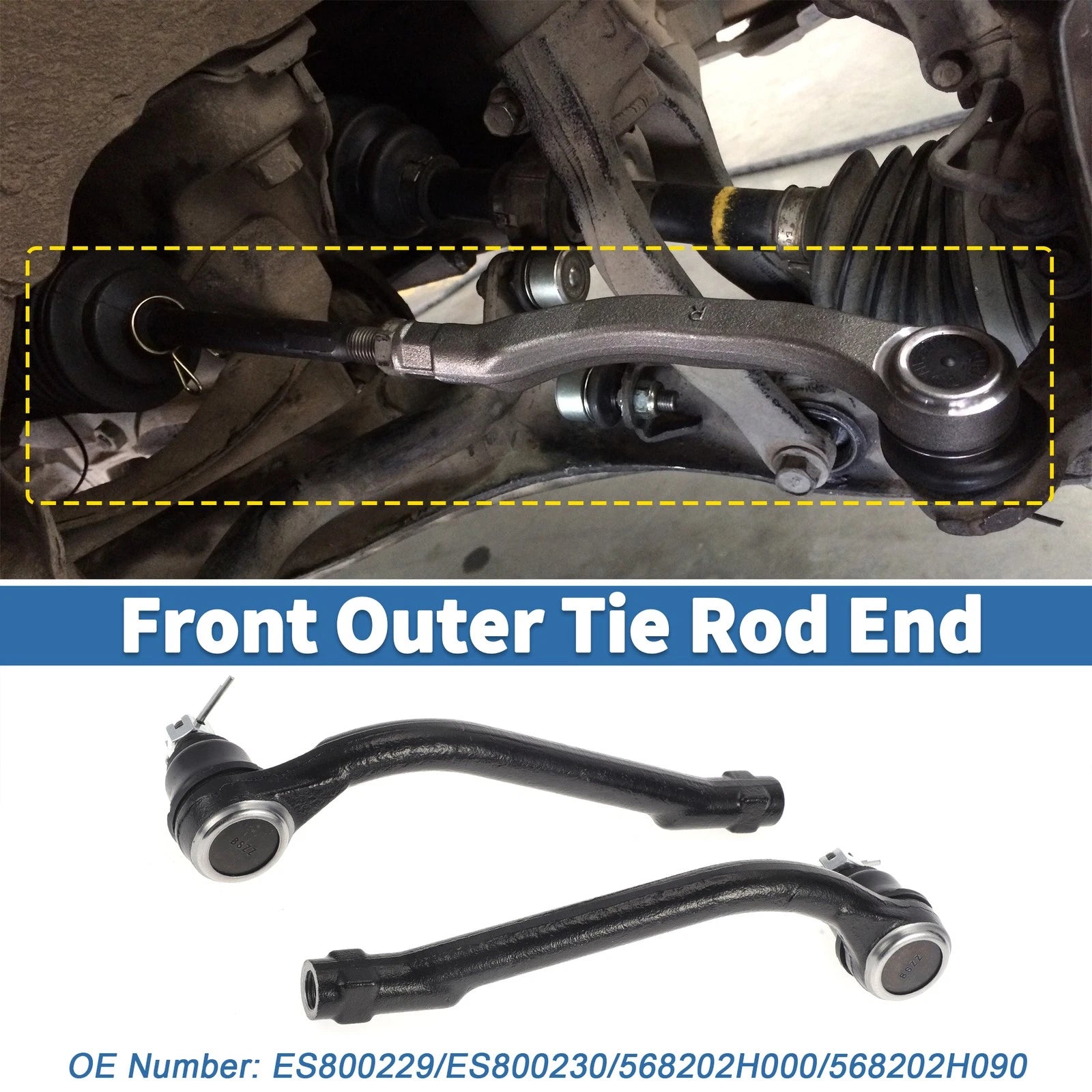 2PCS Front Outer Tie Rod Ends Links Replacement for Kia Forte Koup (2010–2016)