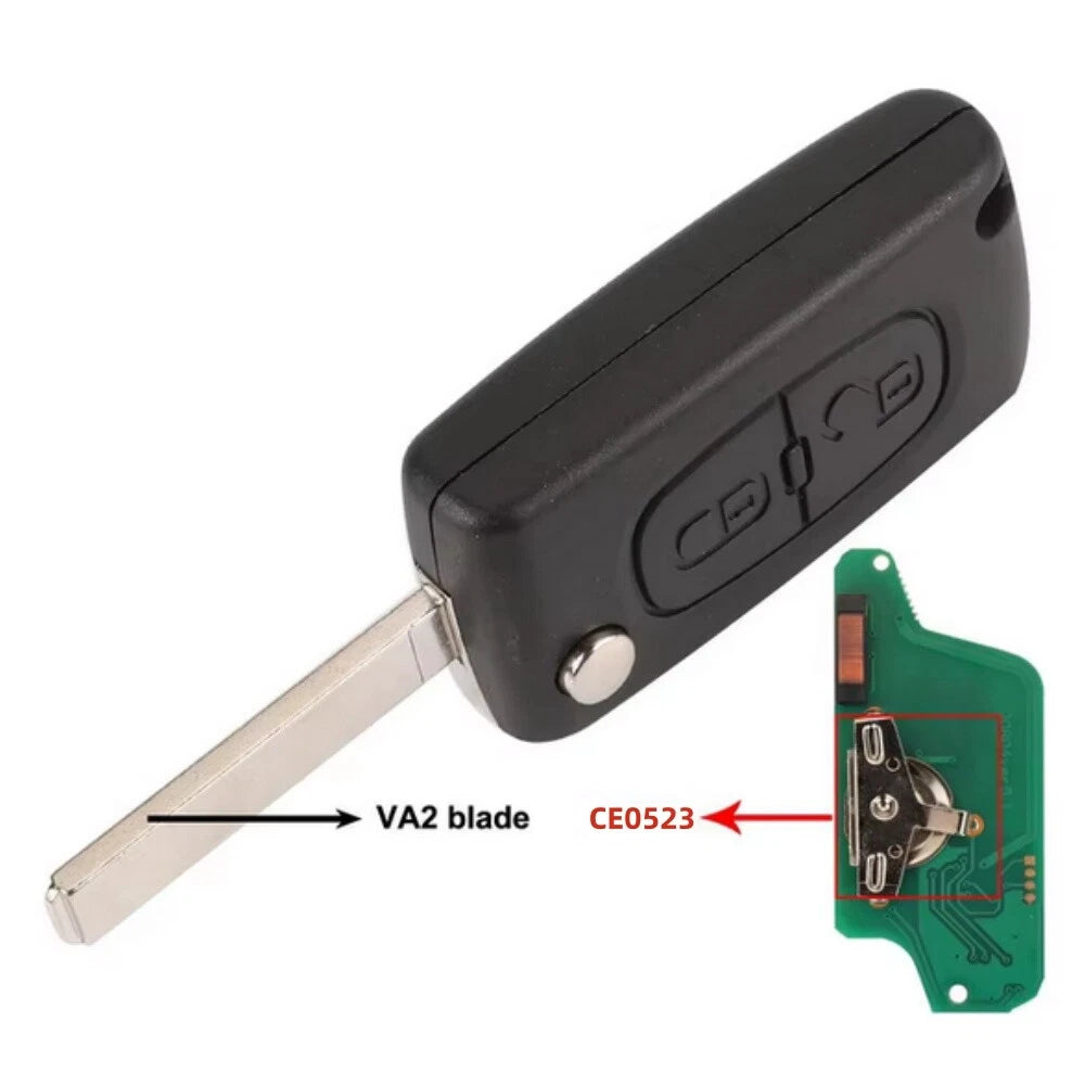 2 Button Remote Control Key CE0523 VA2 for Citroen C3 Picasso C2 C4 C8