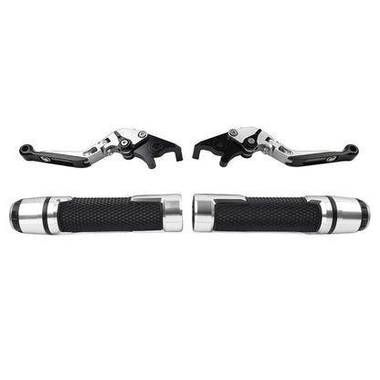 Silver Extendable Brake Clutch Lever Handlebar Grip Set For Honda CB1100 CB1300