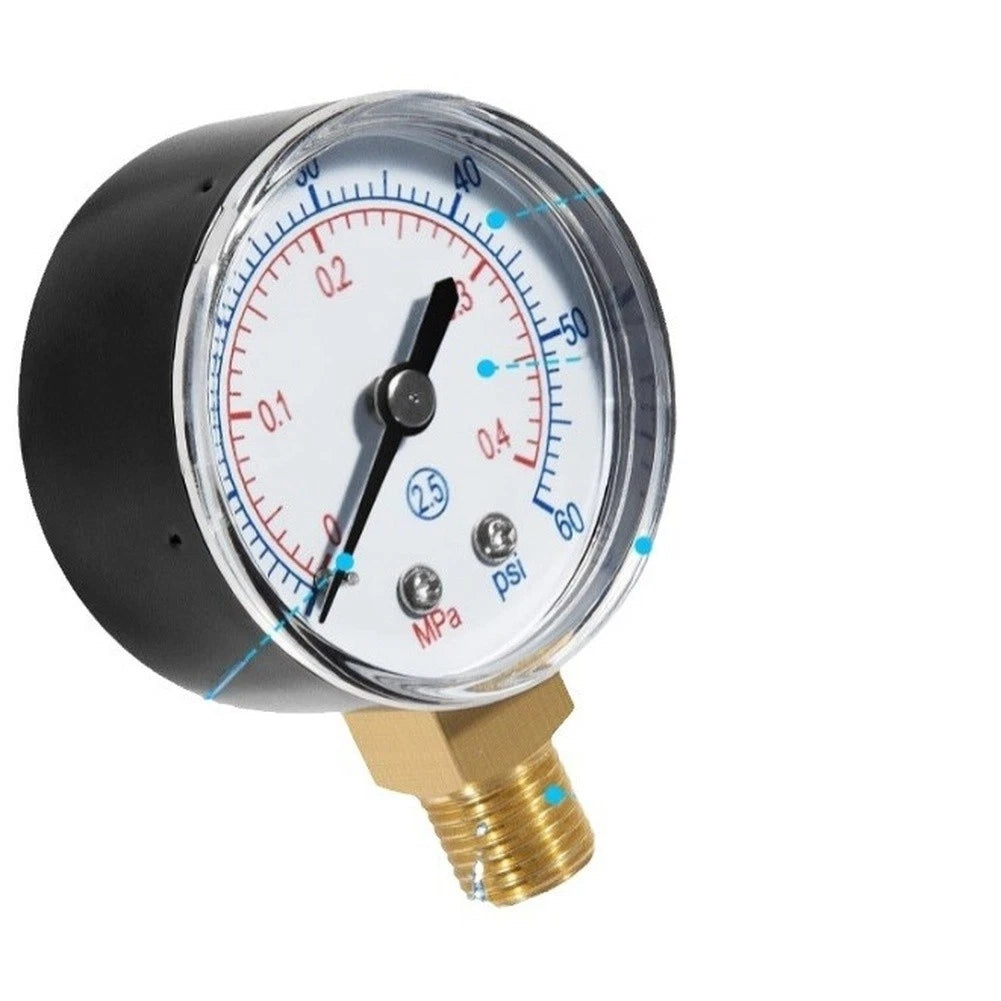14 Inch Pool Pressure Gauge for ECX270861 (IP67, 60 PSI, Brass Thread)
