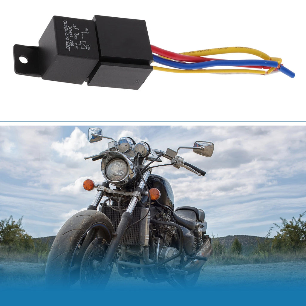 1 Pc 80A 12V Waterproof Auto Relay with Harness for Universal Applications