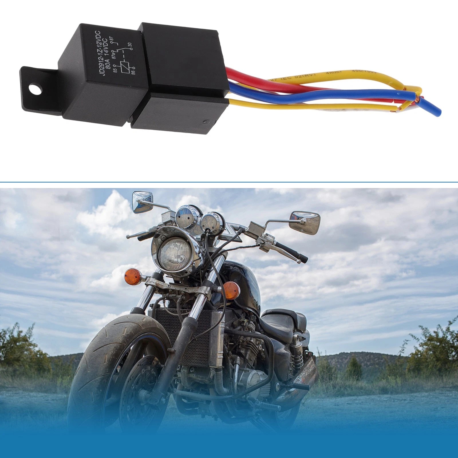 1 Pc 80A 12V Waterproof Auto Relay with Harness for Universal Applications