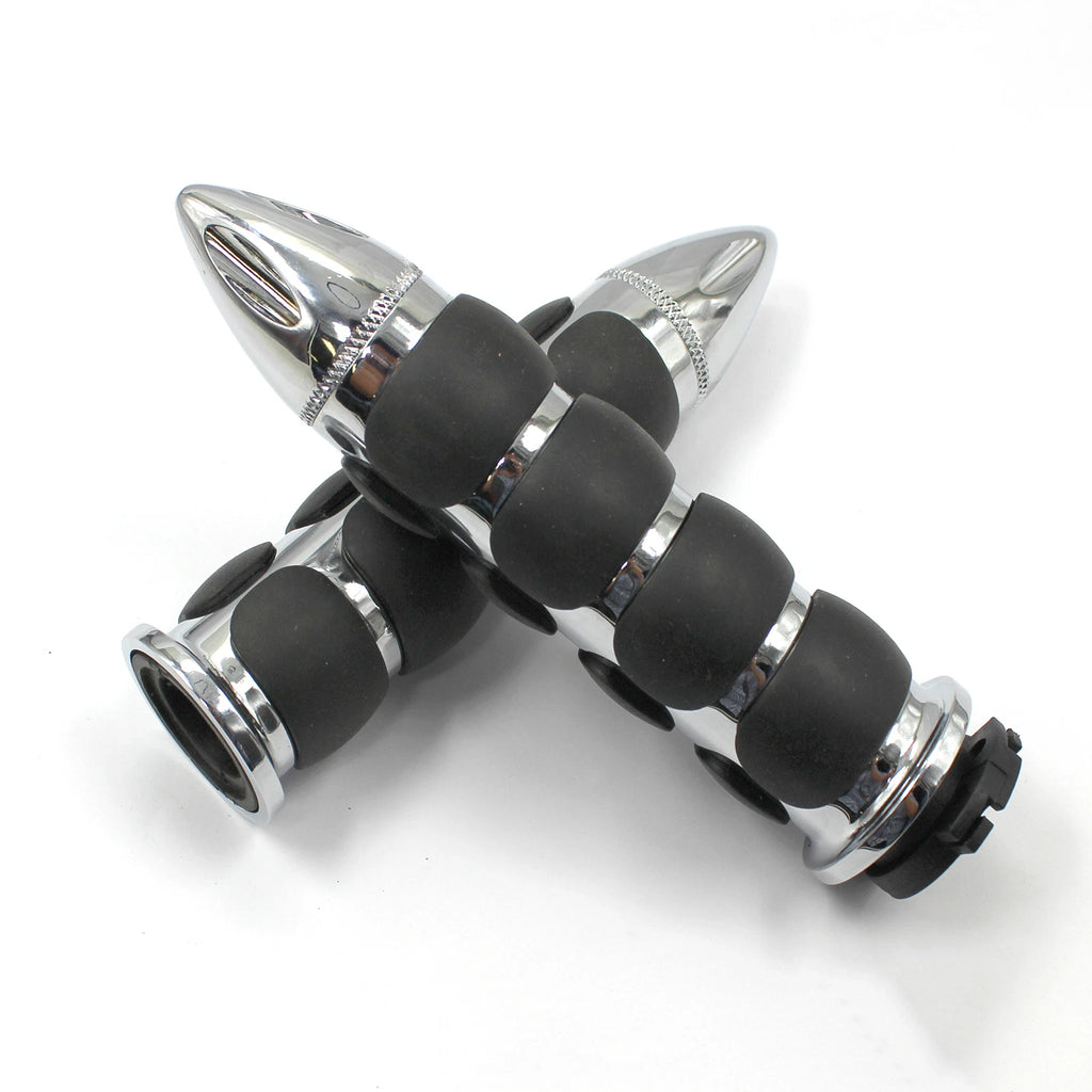 Chrome Motorcycle Handlebar Hand Grip with Black Rubber for Harley (Universal)