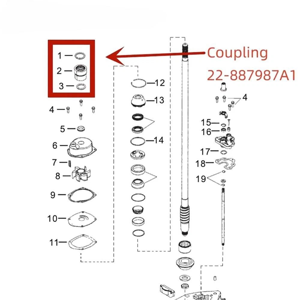 Water Pump Coupling for Mercury 135-300 (22-887987A)