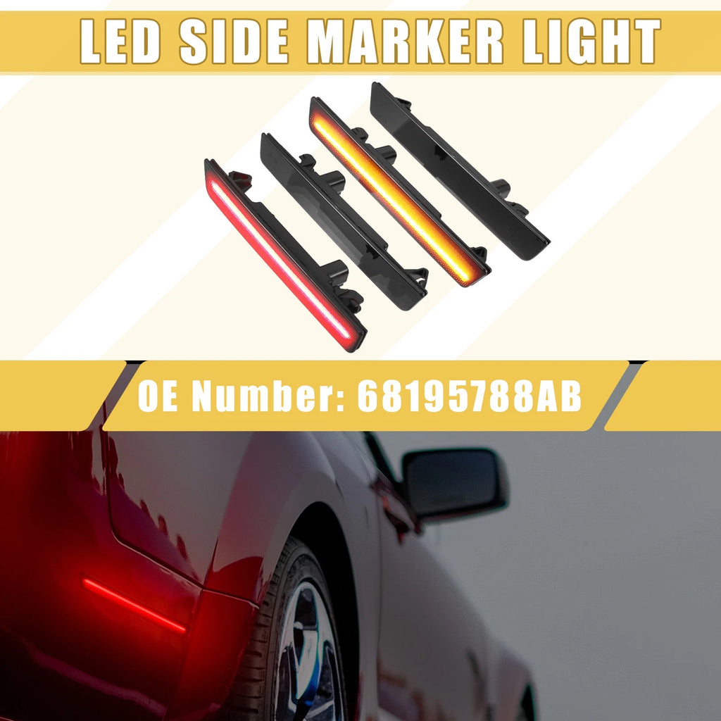 LED Side Marker Light Replacement for Dodge Amber Red 2 Pair (2013–2024)