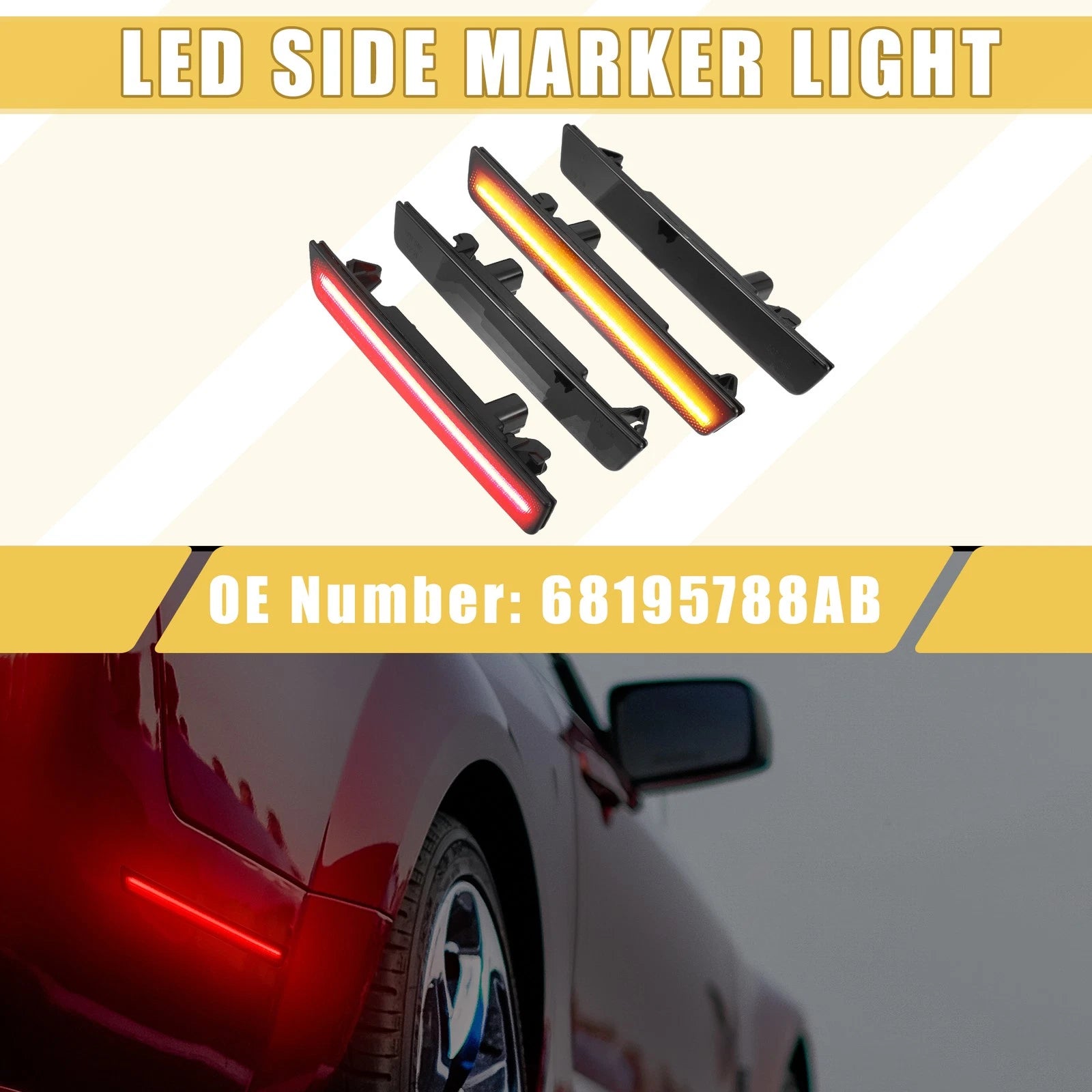 LED Side Marker Light Replacement for Dodge Amber Red 2 Pair (2013–2024)