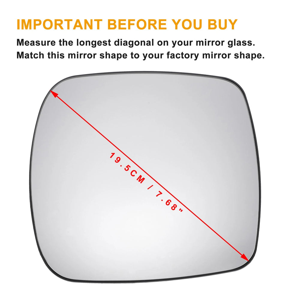 Right Side White Mirror Glass for Renault Kangoo (2008–2012)