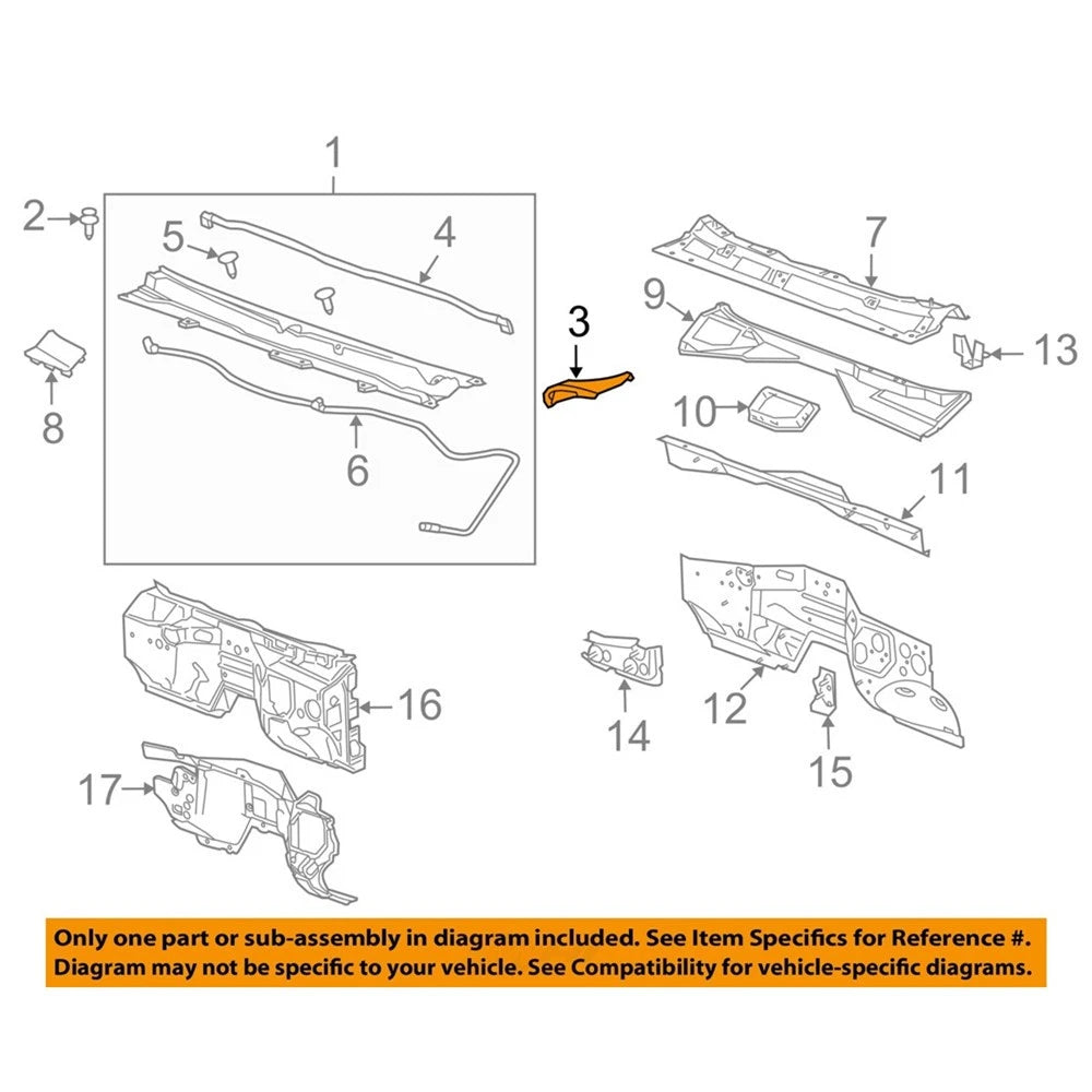 Right Side Windshield Cowl Vent Cover 22776514 for Silverado Sierra (2015–2019)