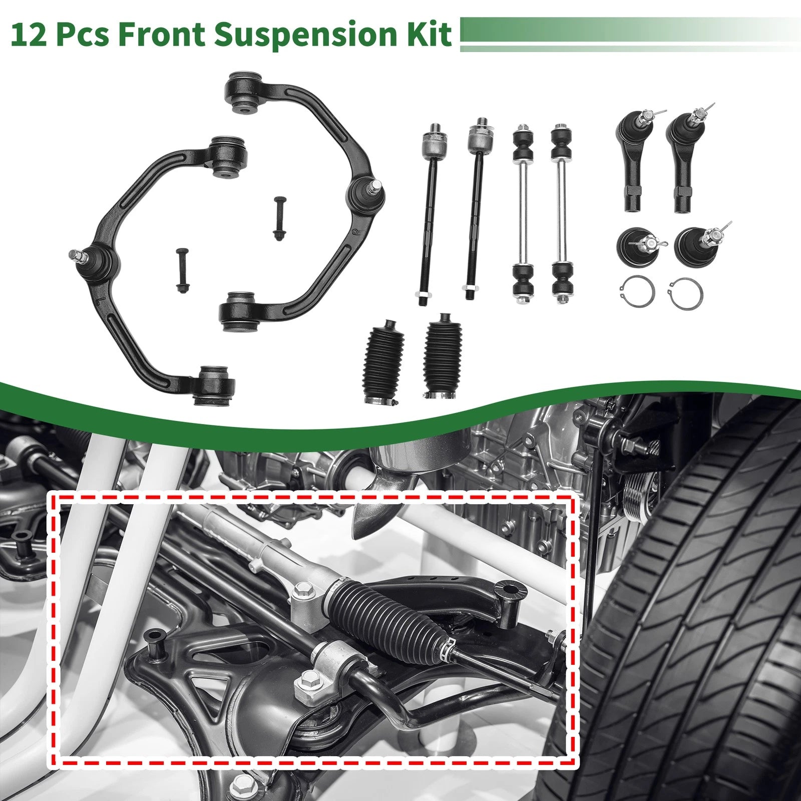 12 Pcs Front Upper Control Arms Replacement for Ford Ranger 2WD (1998–2011)