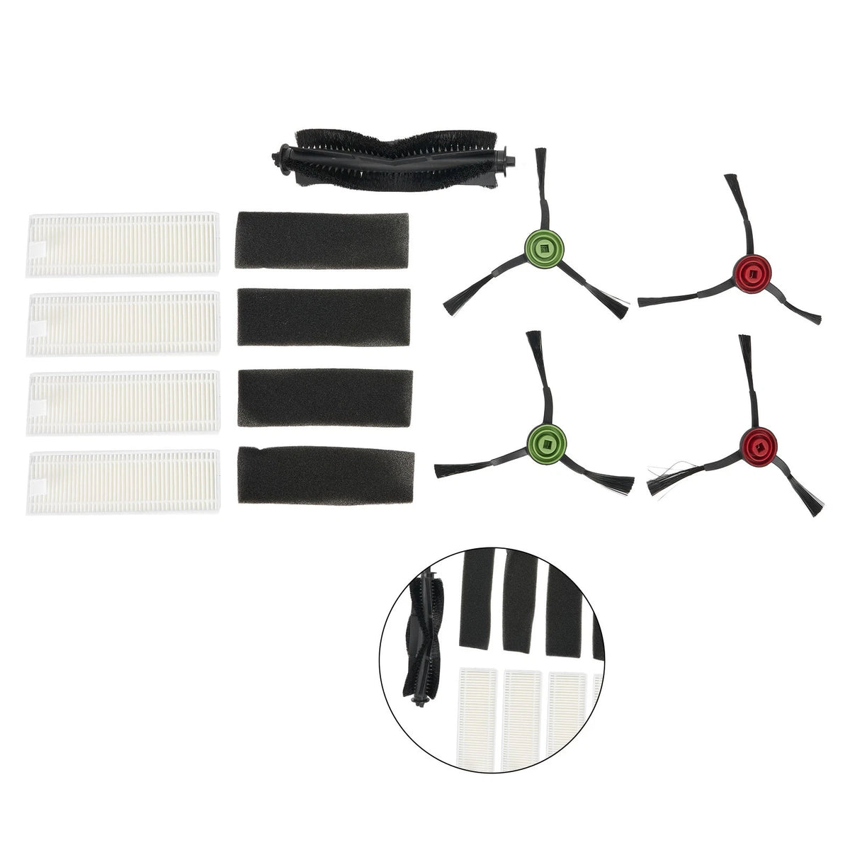Set of 3 Side Brushes & Filter & Roll Brush for Lubluelu SG60 Robot Vacuum