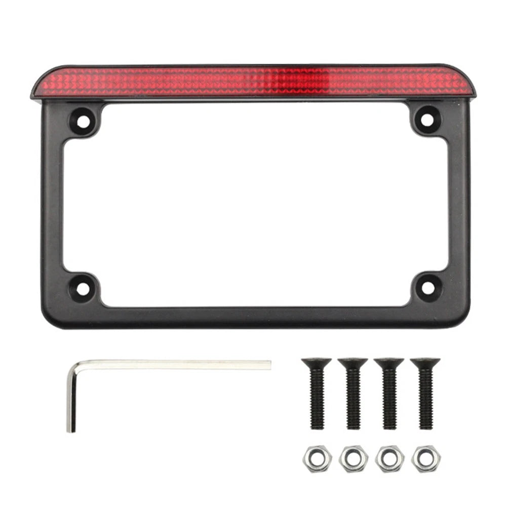 Motorcycle License Plate Frame with LED Light for Motorcycle