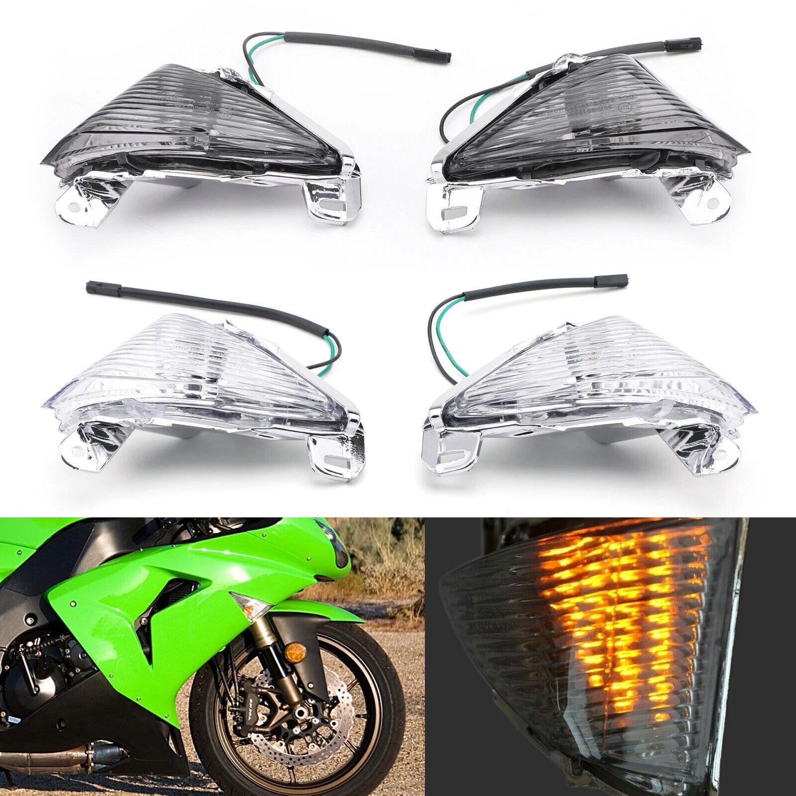 Front Turn Signal Lens for Kawasaki Ninja ZX6R ZX10R ZX14R EX650 ER-6N GTR1400 (2000–2023)