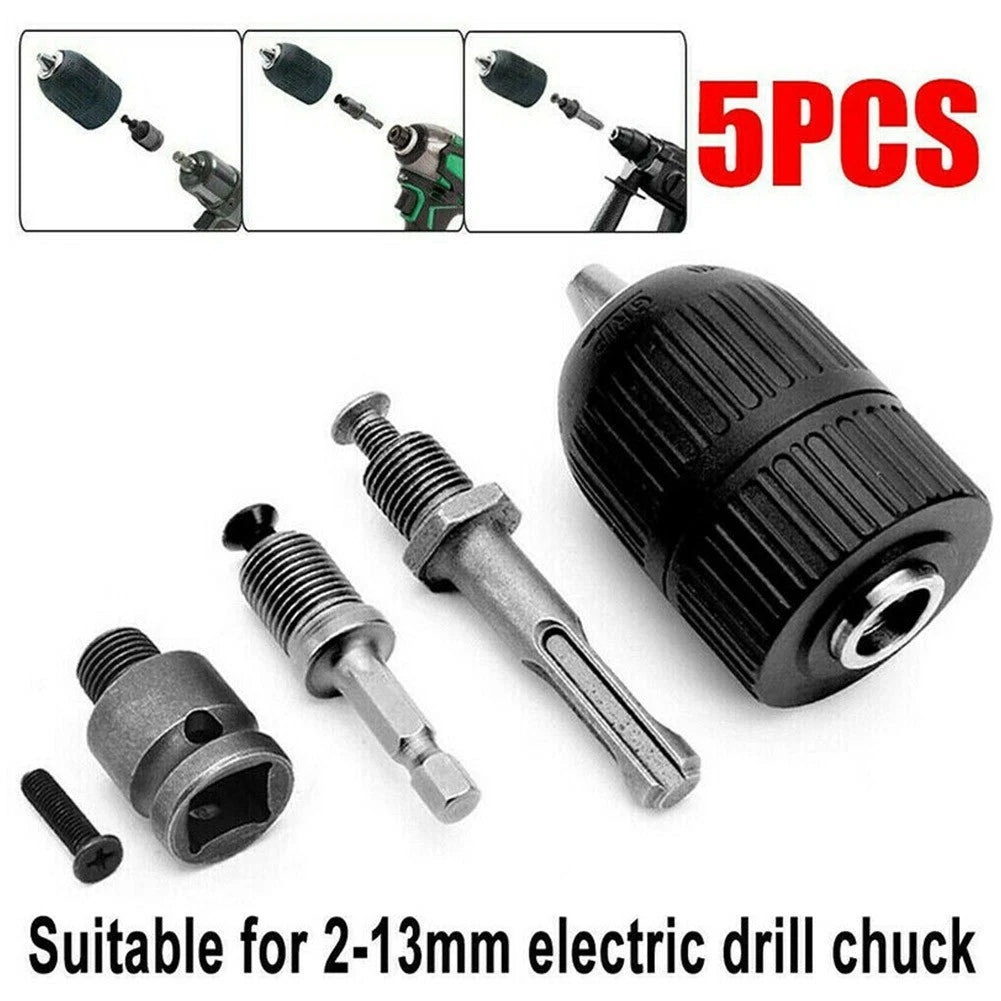 5-in-1 Keyless Drill Chuck for 2-13mm Shank Drills
