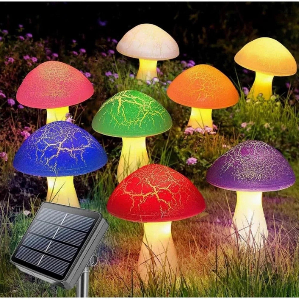 Solar Mushroom Light for Garden Lighting (Solar Powered, Crackle Effect)