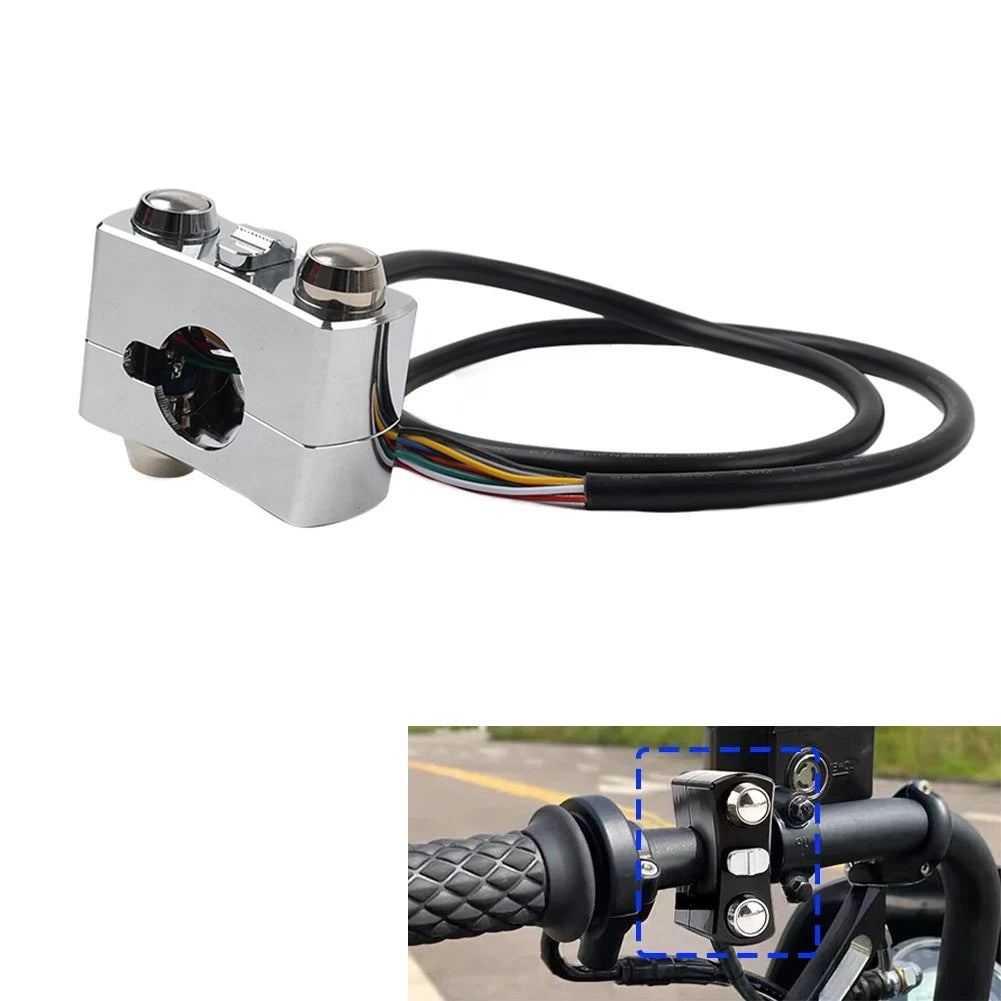 Handlebar Control Switch Horn Turn Signal Light Chrome for Harley Bobber (1")