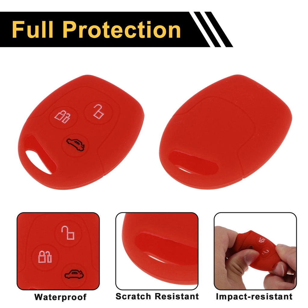 Red Car Key Case for Ford Courier (2016–2021) - 3 Buttons
