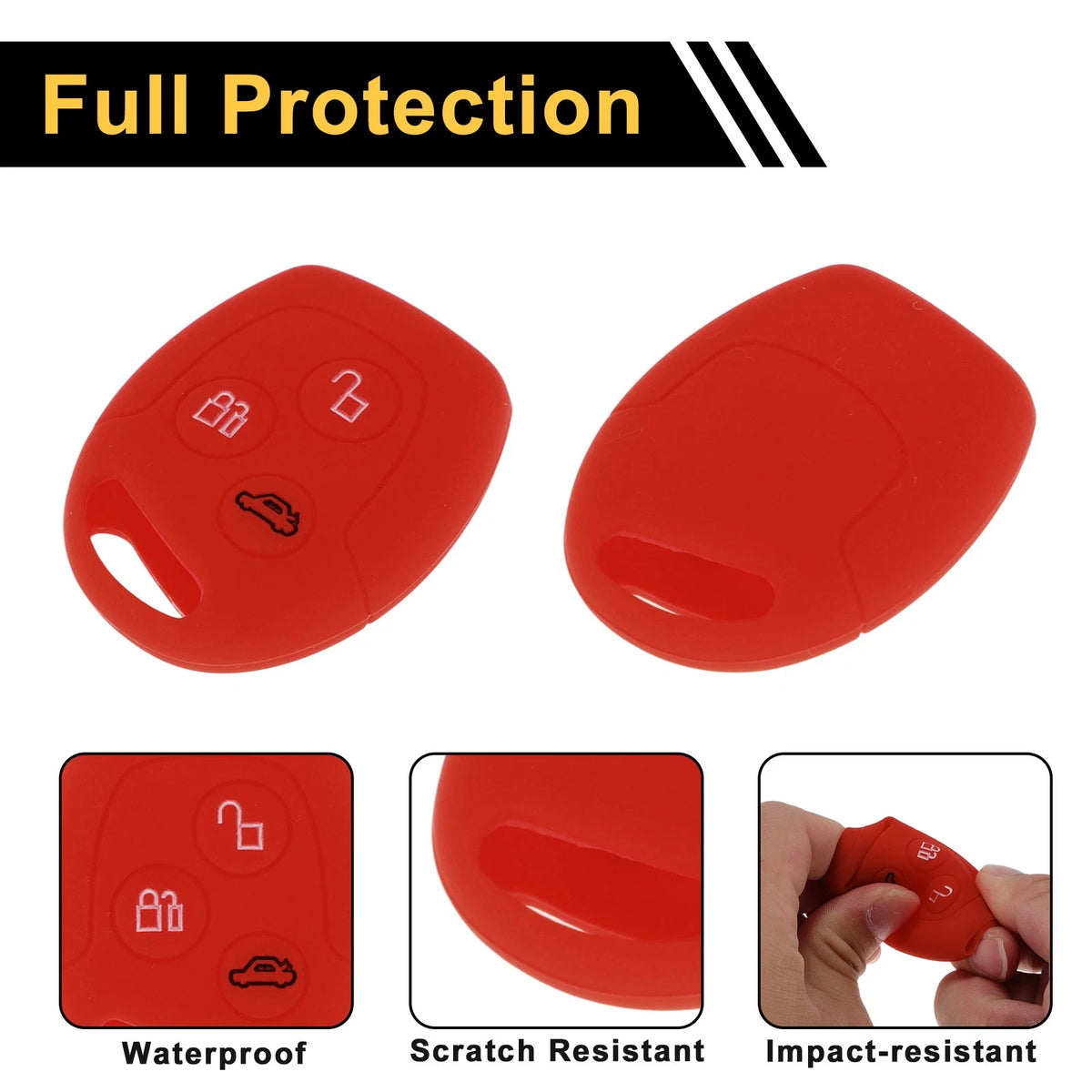 Red Car Key Case for Ford Courier (2016–2021) - 3 Buttons