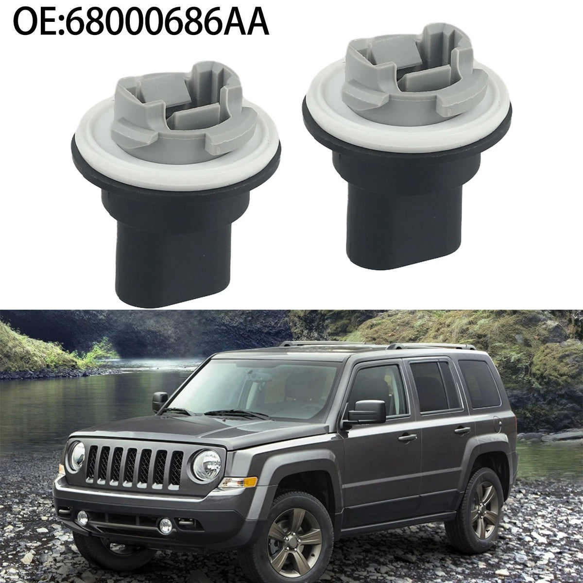 2X Parking Light Bulb Sockets for Jeep (68000686AA, 645504)
