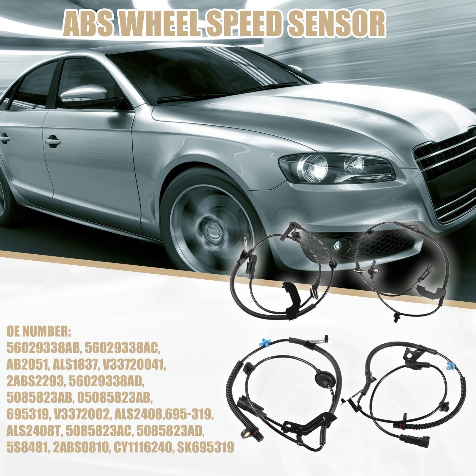 ABS Wheel Speed Sensor Front Rear Replacement Set for Chrysler 200 (2011–2014)